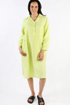 Blueberry Maria Pia Shirt Dress In Lime