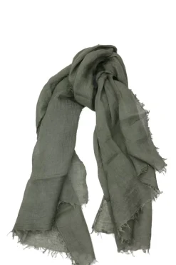 Blueberry Organic Linen Scarf In Khaki