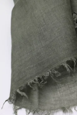 Blueberry Organic Linen Scarf In Khaki