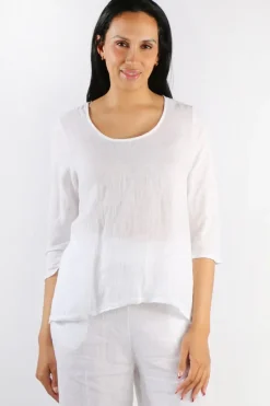 Blueberry Round Neck Top In White