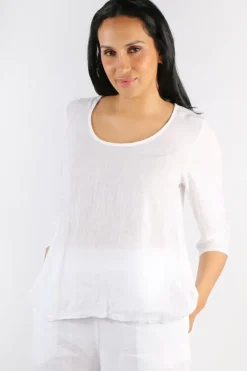 Blueberry Round Neck Top In White