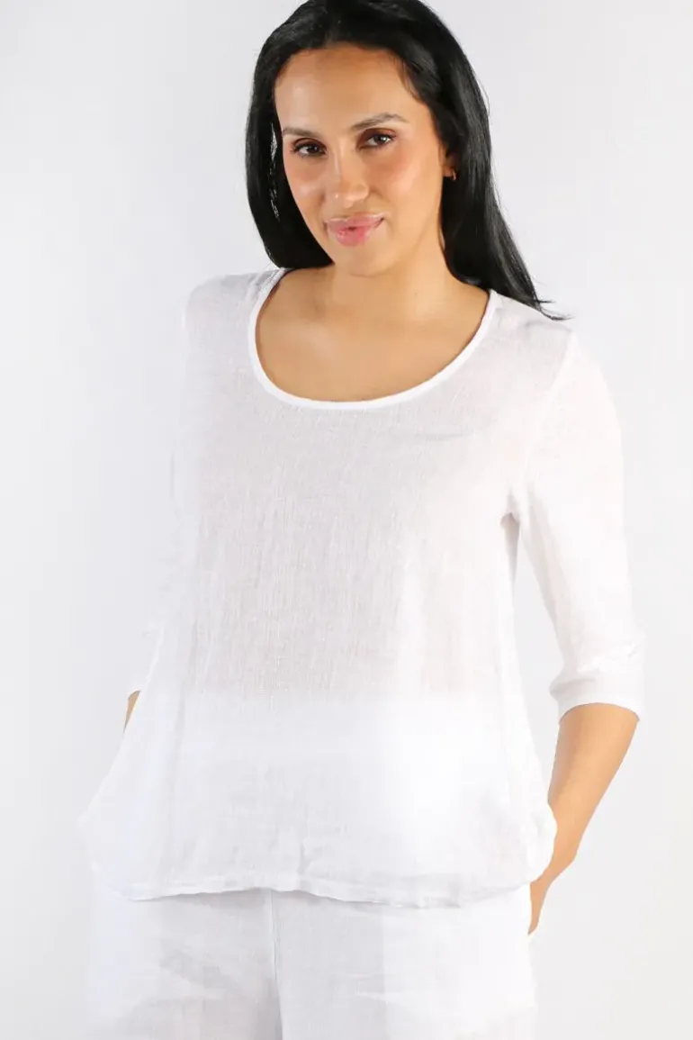 Blueberry Round Neck Top In White
