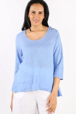 Blueberry Round Neck Top In Cornflower