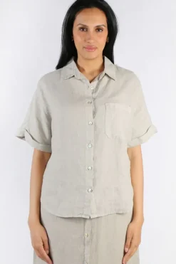 Blueberry Short Sleeve Shirt In Beige