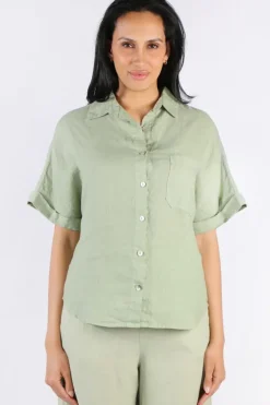 Blueberry Short Sleeve Shirt In Sage