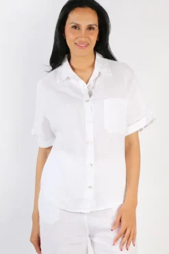 Blueberry Short Sleeve Shirt In White