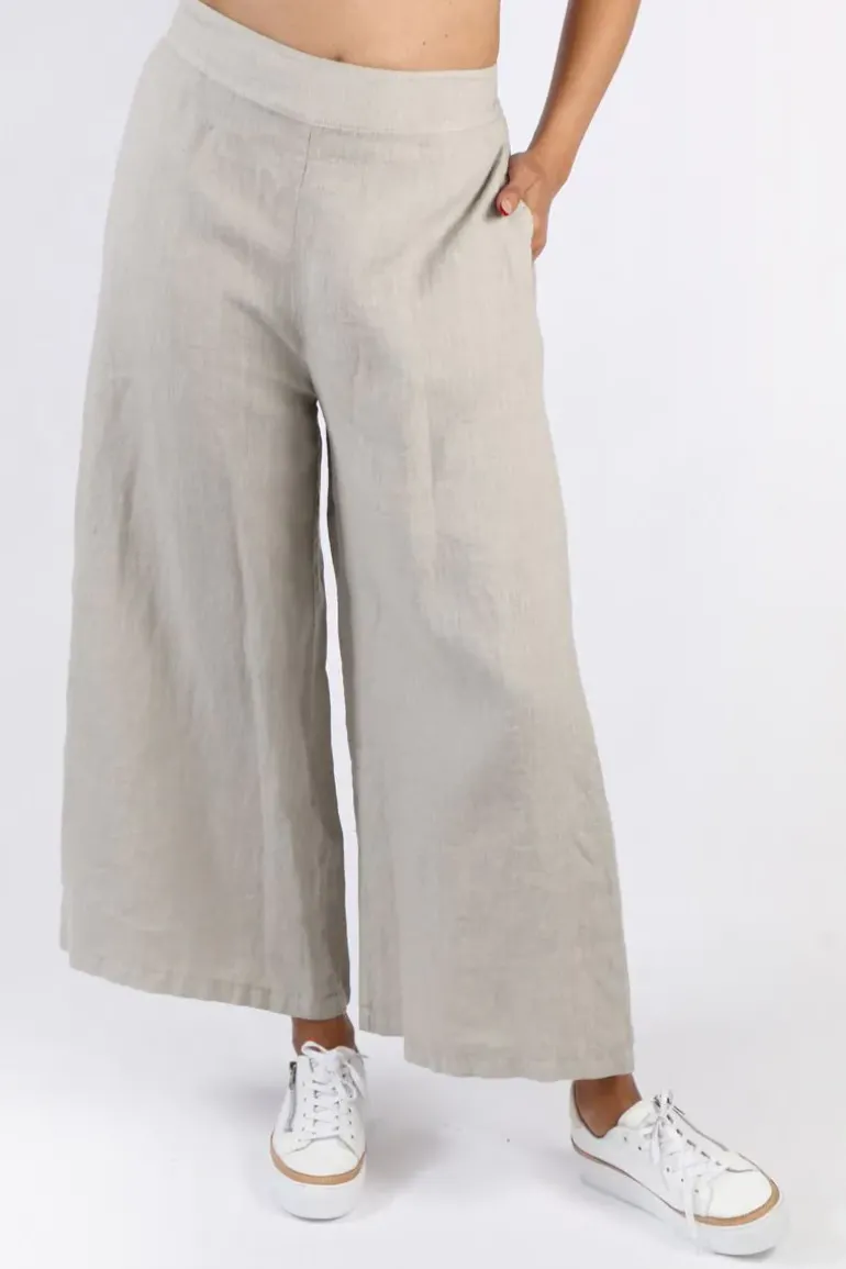 Blueberry Wide Leg Palazzo In Beige