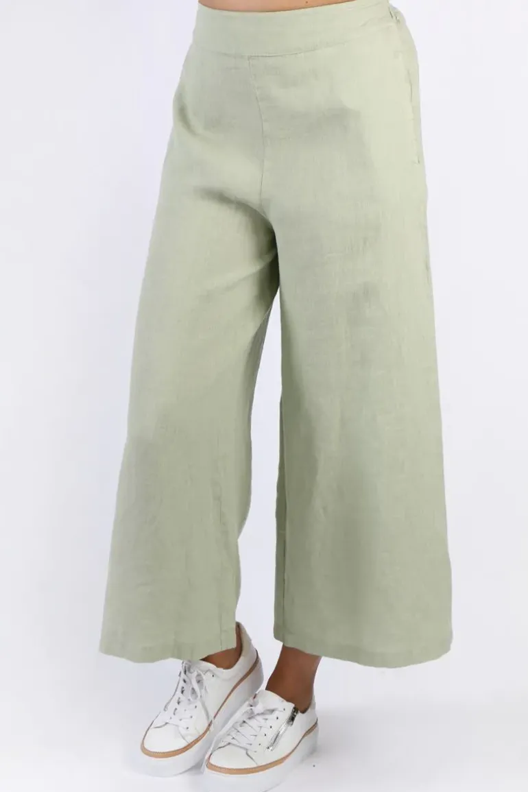 Blueberry Wide Leg Palazzo In Sage
