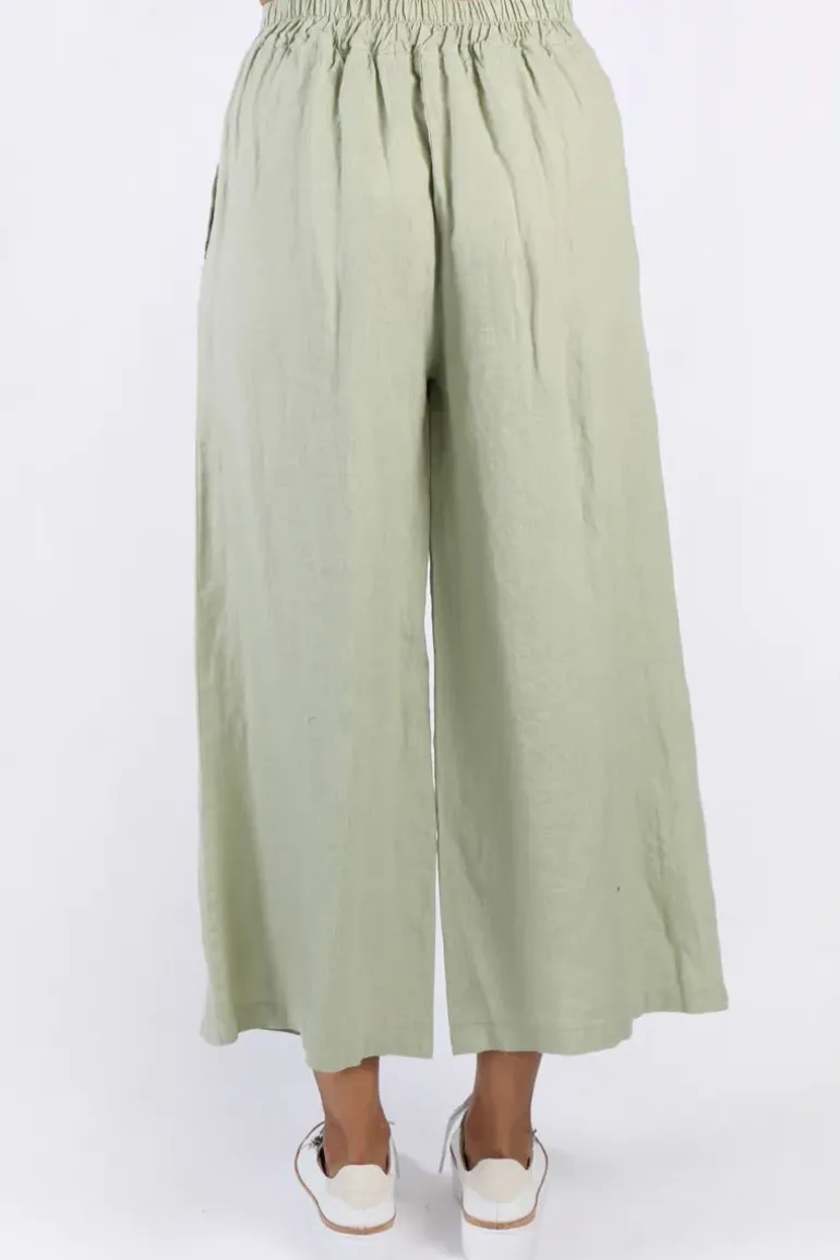Blueberry Wide Leg Palazzo In Sage