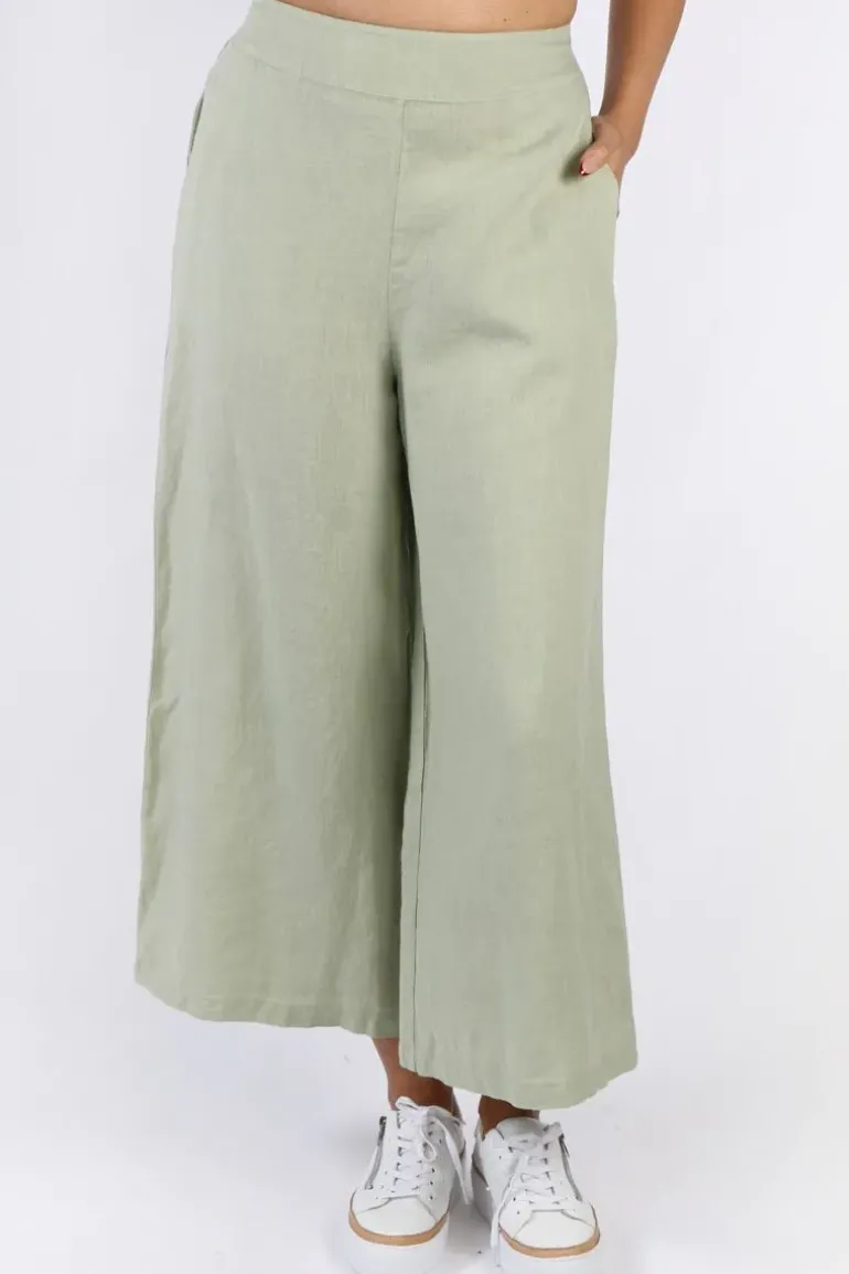Blueberry Wide Leg Palazzo In Sage