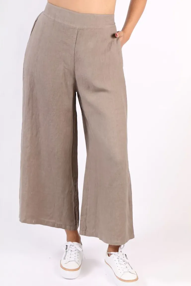 Blueberry Wide Leg Palazzo In Fango