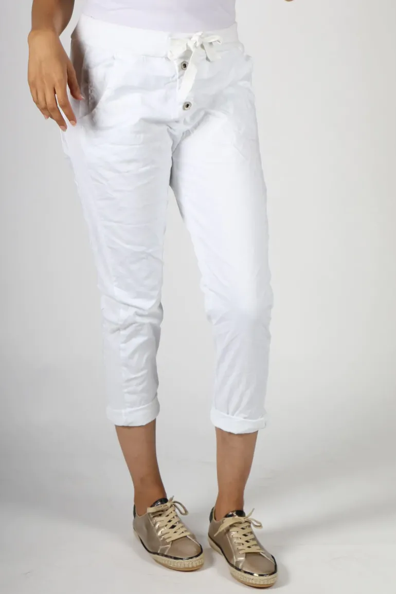 Bohemia Button Jogger In White