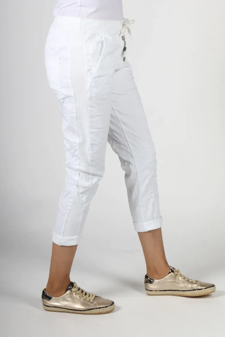 Bohemia Button Jogger In White