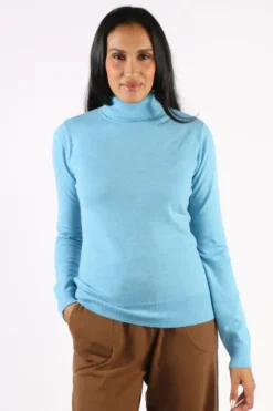 Bridge And Lord Essential Polo Neck Rosie Jumper In Blue
