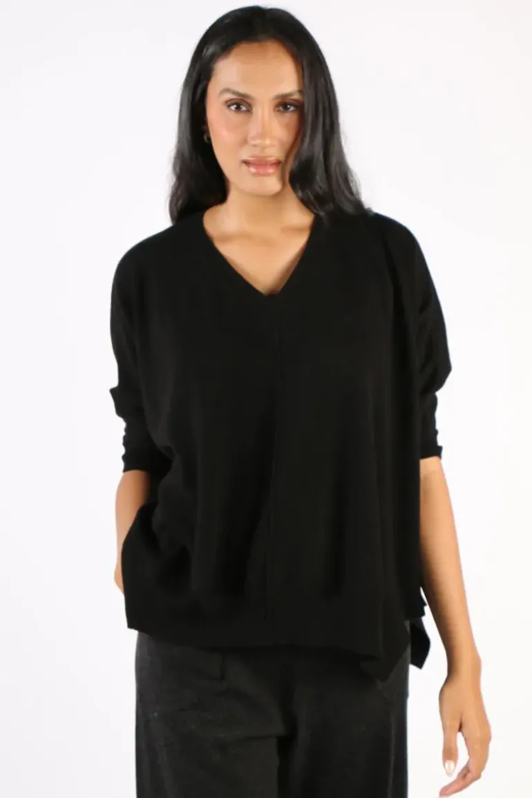 Bridge And Lord Vee Poncho Pullover In Black