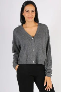 C & Co Crop Cardi In Charcoal