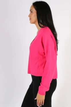 C & Co Crop Cardi In Hot Pink