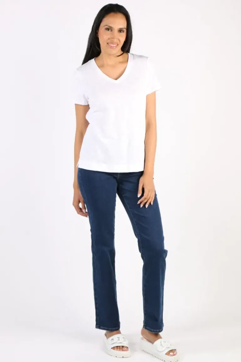 Classic V Neck Tee By Jump In White