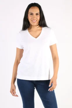 Classic V Neck Tee By Jump In White