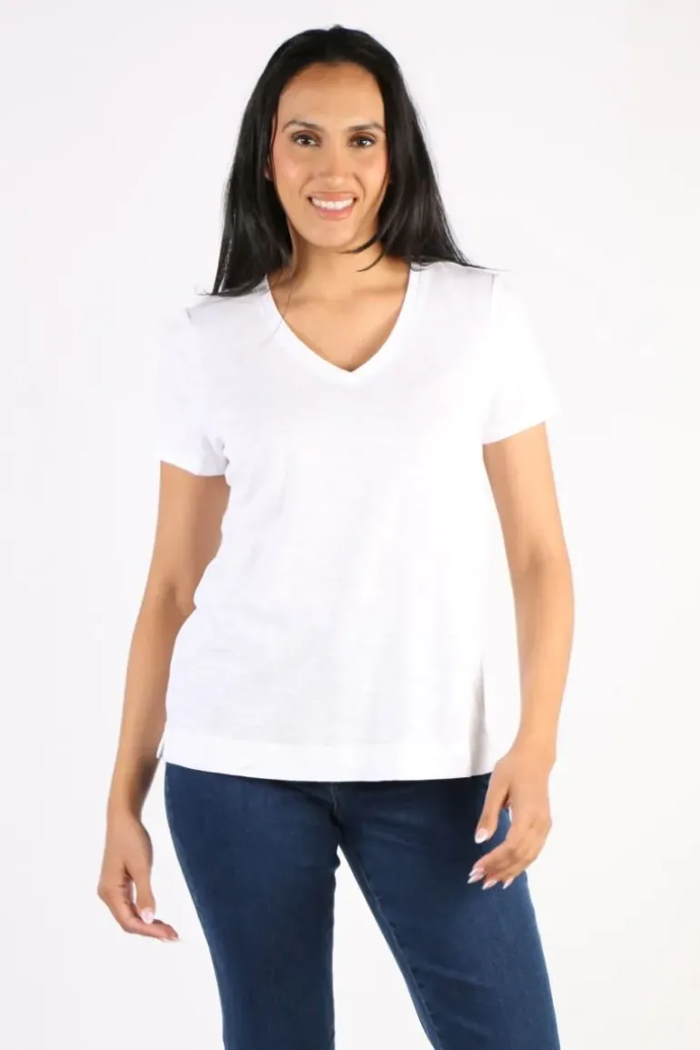 Classic V Neck Tee By Jump In White