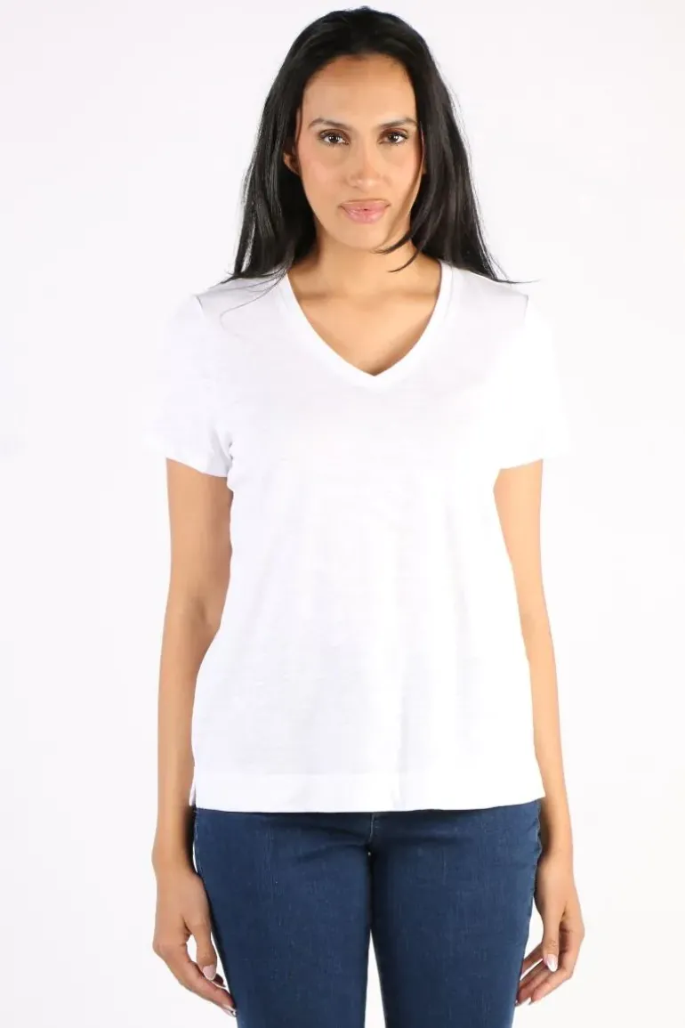 Classic V Neck Tee By Jump In White