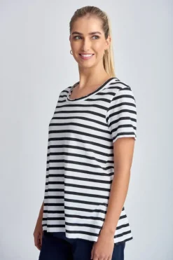 Cloth Paper Scissor Slub Stripe Tee In Black