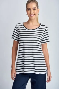 Cloth Paper Scissor Slub Stripe Tee In Black
