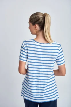 Cloth Paper Scissor Slub Stripe Tee In Blue