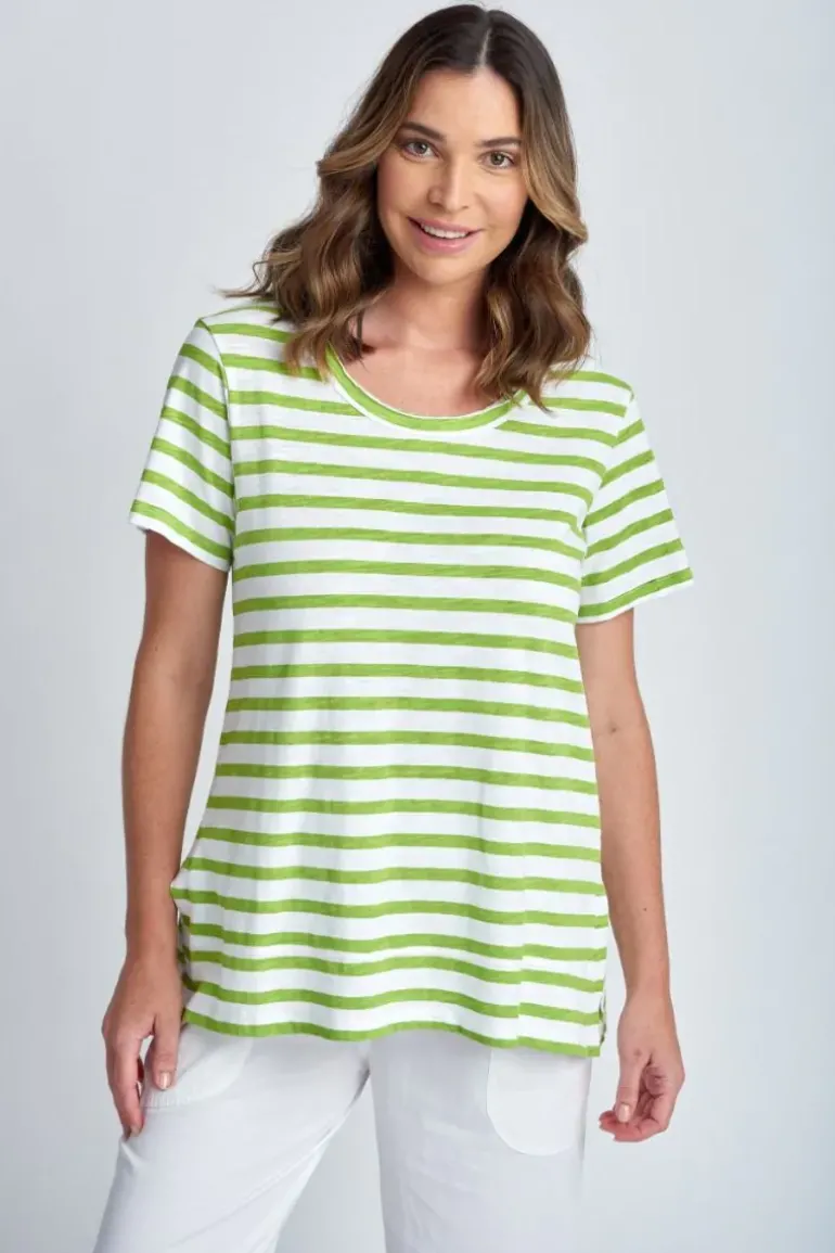 Cloth Paper Scissor Slub Stripe Tee In Green