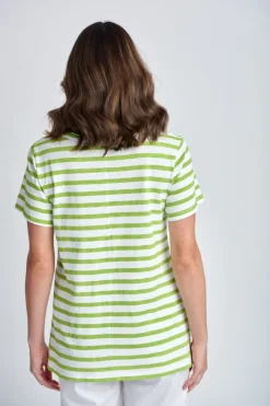 Cloth Paper Scissor Slub Stripe Tee In Green