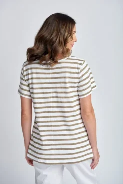 Cloth Paper Scissor Slub Stripe Tee In Twig