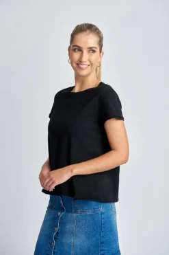 Cloth Paper Scissor Slub Crew Tee In Black