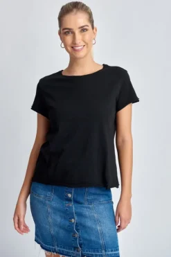 Cloth Paper Scissor Slub Crew Tee In Black