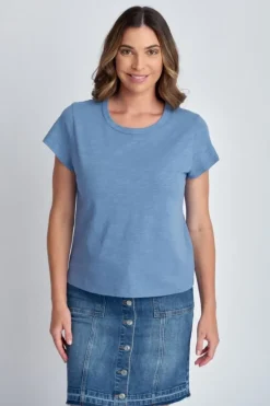Cloth Paper Scissors Cap Sleeve Tee In Blue