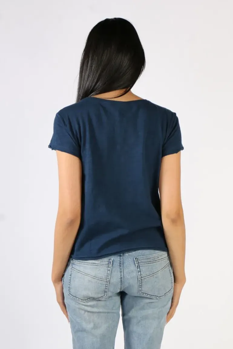 Cloth Paper Scissors Crop Tee In Navy