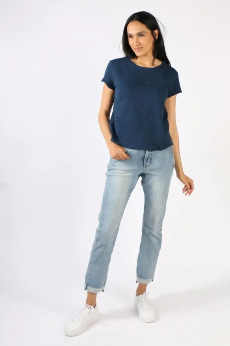 Cloth Paper Scissors Crop Tee In Navy