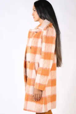 Cooper Double Scoop Coat In Orange