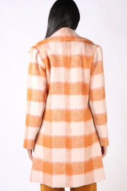 Cooper Double Scoop Coat In Orange