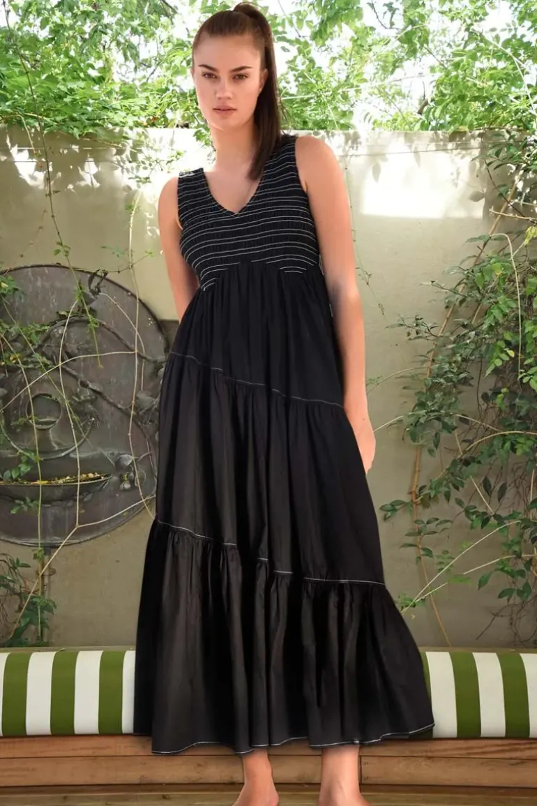 Cooper Shirring Is Caring Maxi Dress In Black