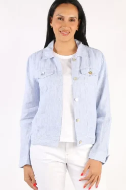 Core Stripe Linen Jacket In Denim By Jump