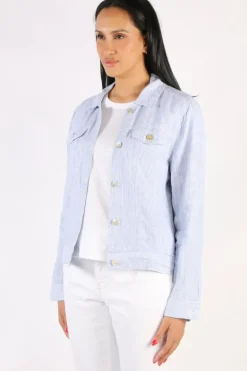 Core Stripe Linen Jacket In Denim By Jump