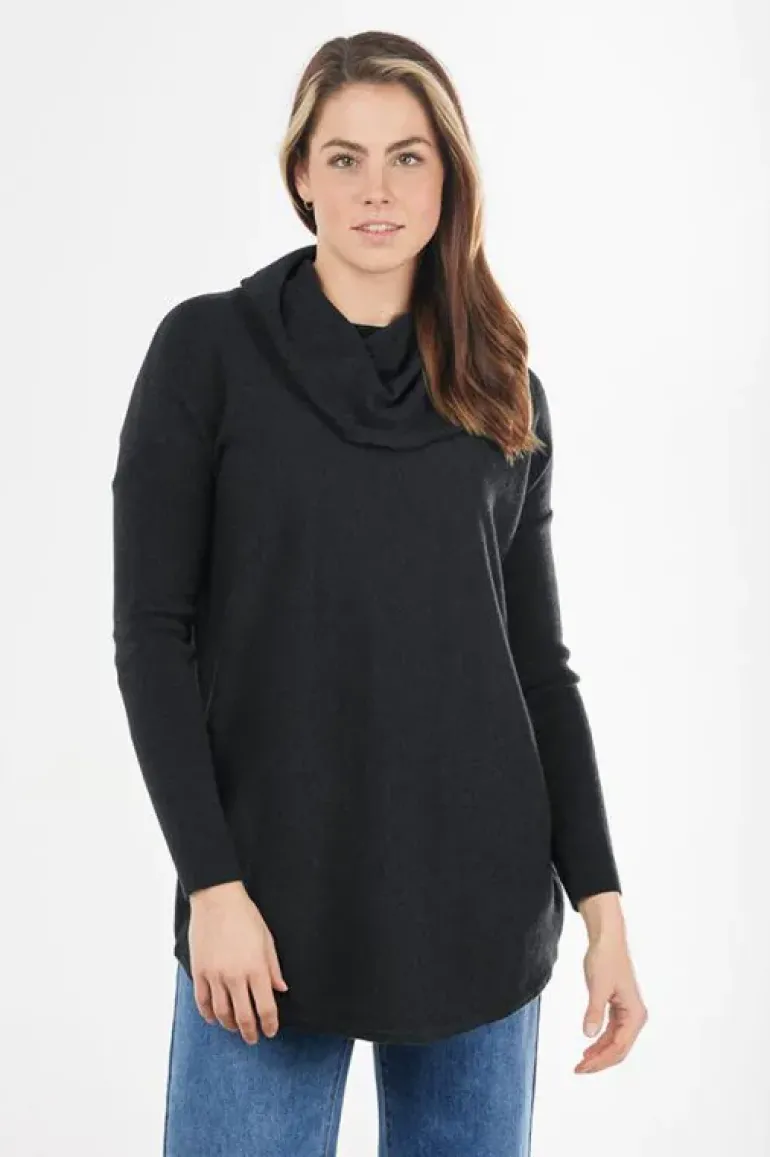 Cowl Neck Jumper In Black By Bridge & Lord