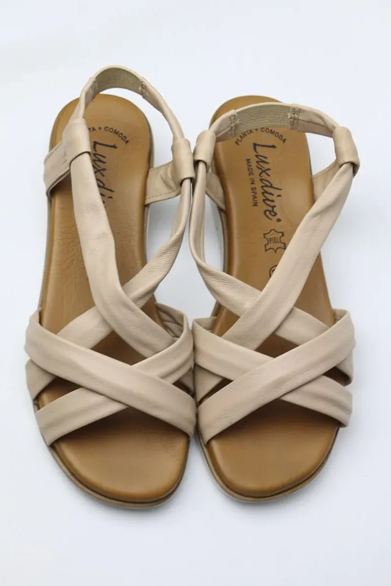 Criss Cross Sandal By Luxedixe In Taupe