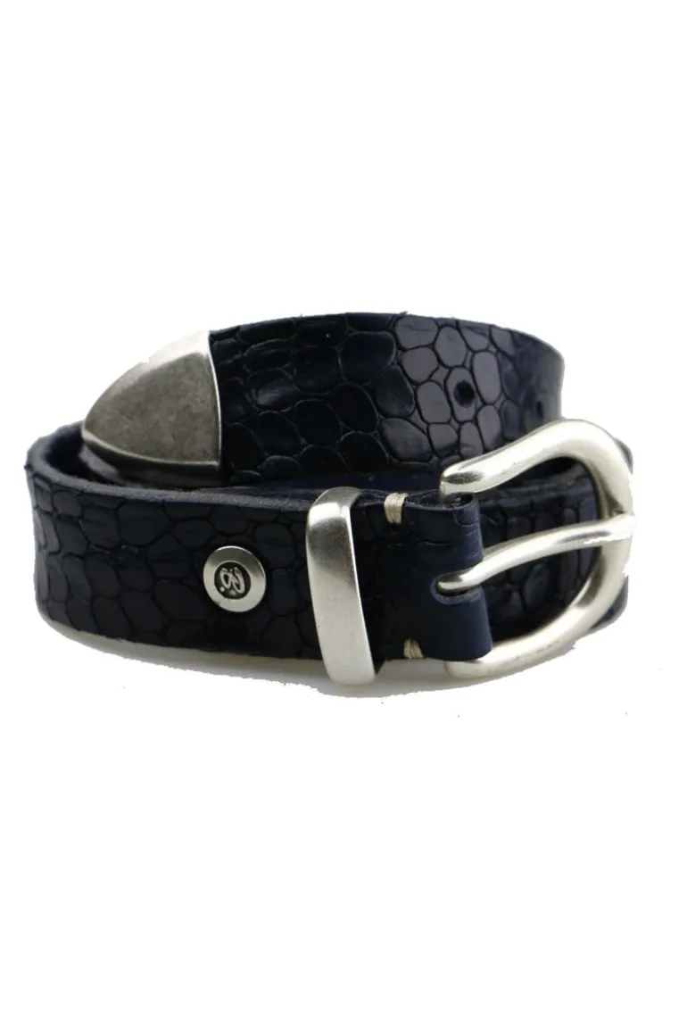 Croc Belt By B.Belt In Navy