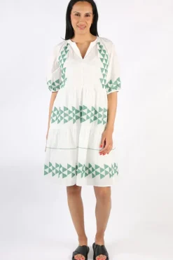 Cross Stitch Embroidered Tiered Dress In White By Jump