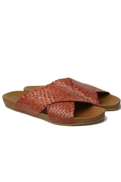 Crossover Woven Slide By Donna Piu In Coral