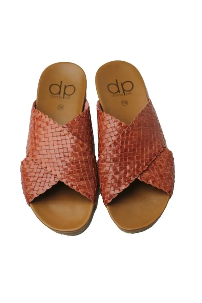 Crossover Woven Slide By Donna Piu In Coral