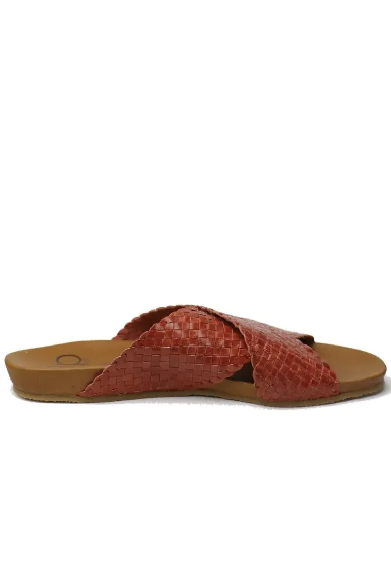 Crossover Woven Slide By Donna Piu In Coral