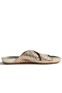 Crossover Woven Slide By Donna Piu In Gold