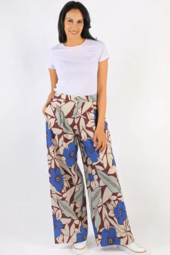 Curate Blue My Mind Get Even Pant In Floral Print